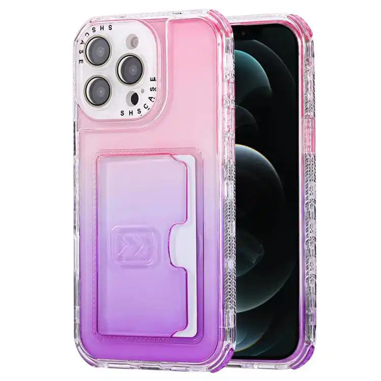 Gradient Color TPU + PC Card Slot Full Coverage Phone Case