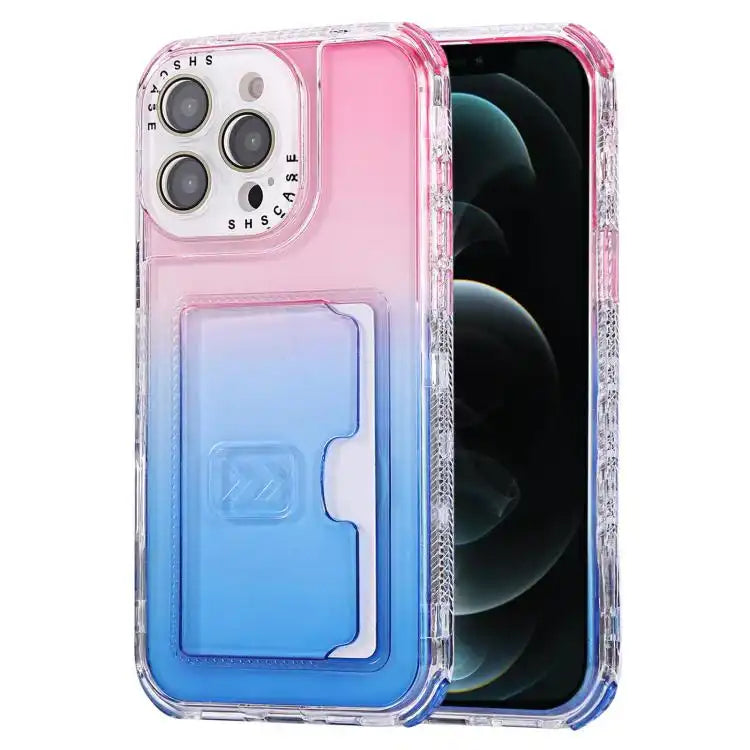 Gradient Color TPU + PC Card Slot Full Coverage Phone Case
