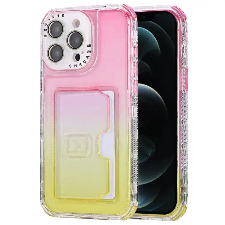 Gradient Color TPU + PC Card Slot Full Coverage Phone Case