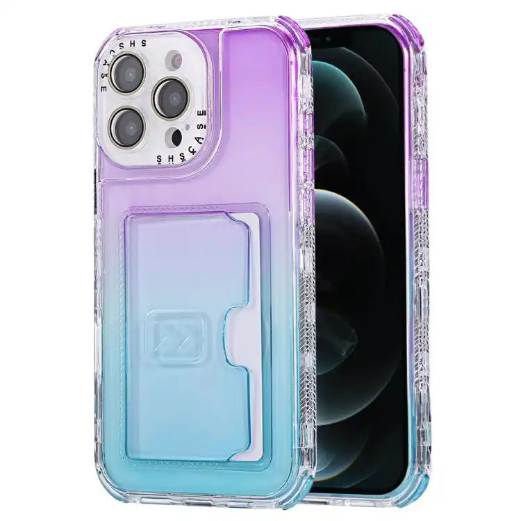 Gradient Color TPU + PC Card Slot Full Coverage Phone Case
