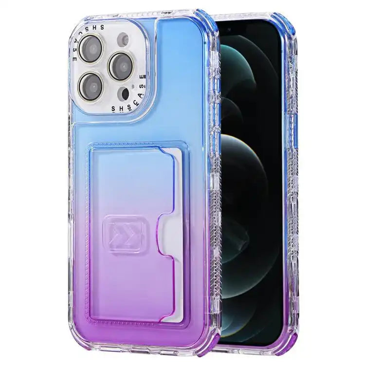 Gradient Color TPU + PC Card Slot Full Coverage Phone Case