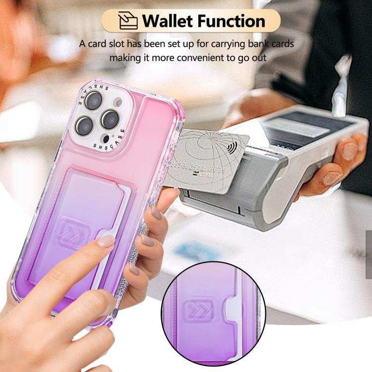 Gradient Color TPU + PC Card Slot Full Coverage Phone Case