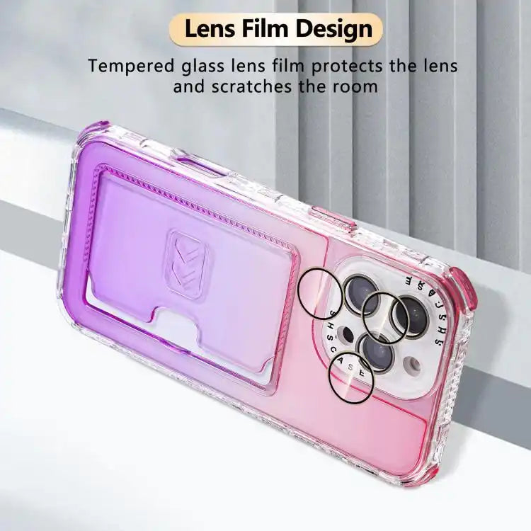 Gradient Color TPU + PC Card Slot Full Coverage Phone Case