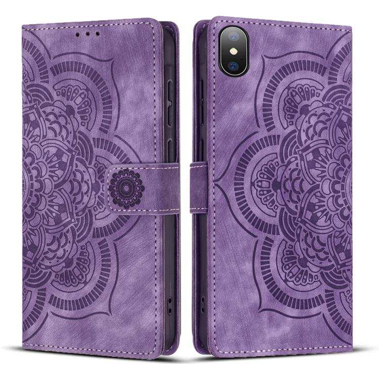 Mandala Embossed Retro Frosted Leather Phone Case