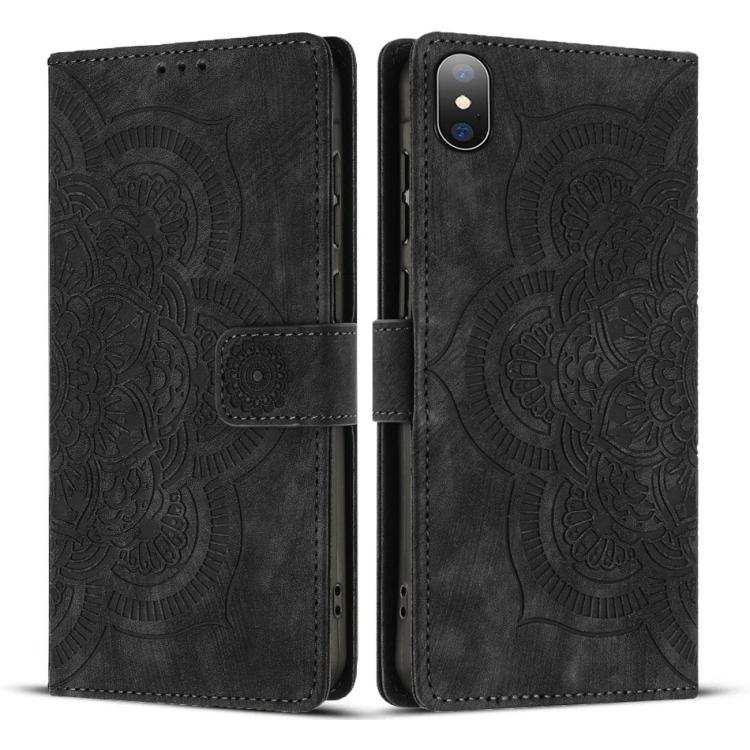 Mandala Embossed Retro Frosted Leather Phone Case