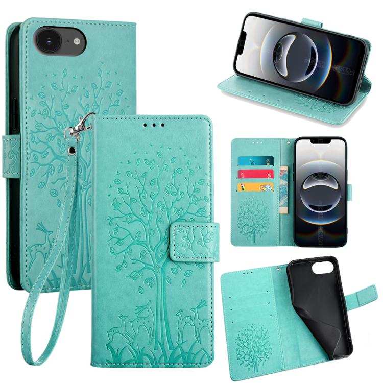 Tree & Deer Embossed Leather Phone Case