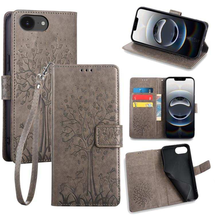 Tree & Deer Embossed Leather Phone Case