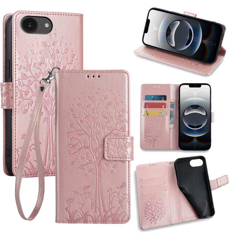 Tree & Deer Embossed Leather Phone Case