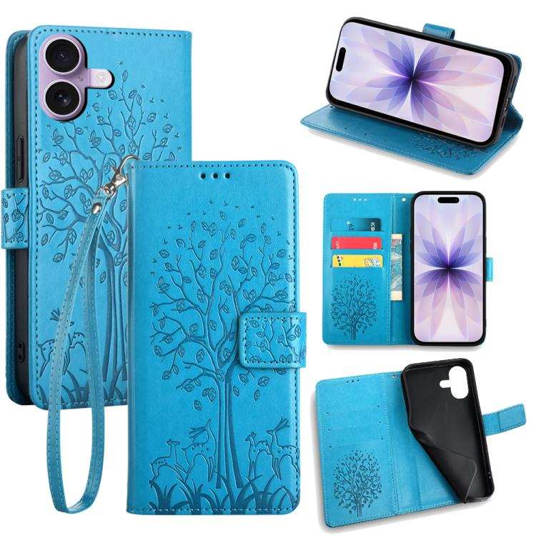 Tree & Deer Embossed Leather Phone Case