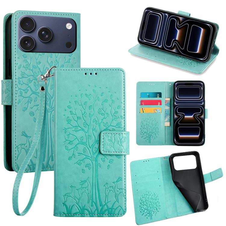 Tree & Deer Embossed Leather Phone Case