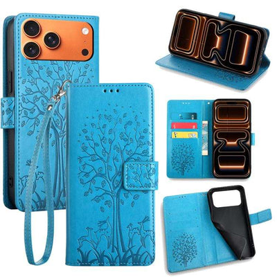Tree & Deer Embossed Leather Phone Case