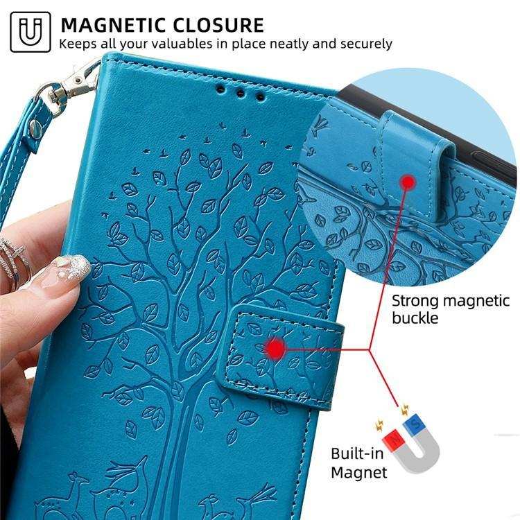 Tree & Deer Embossed Leather Phone Case