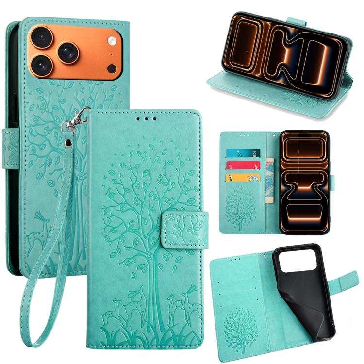 Tree & Deer Embossed Leather Phone Case