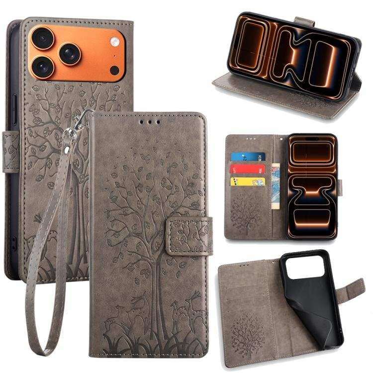 Tree & Deer Embossed Leather Phone Case