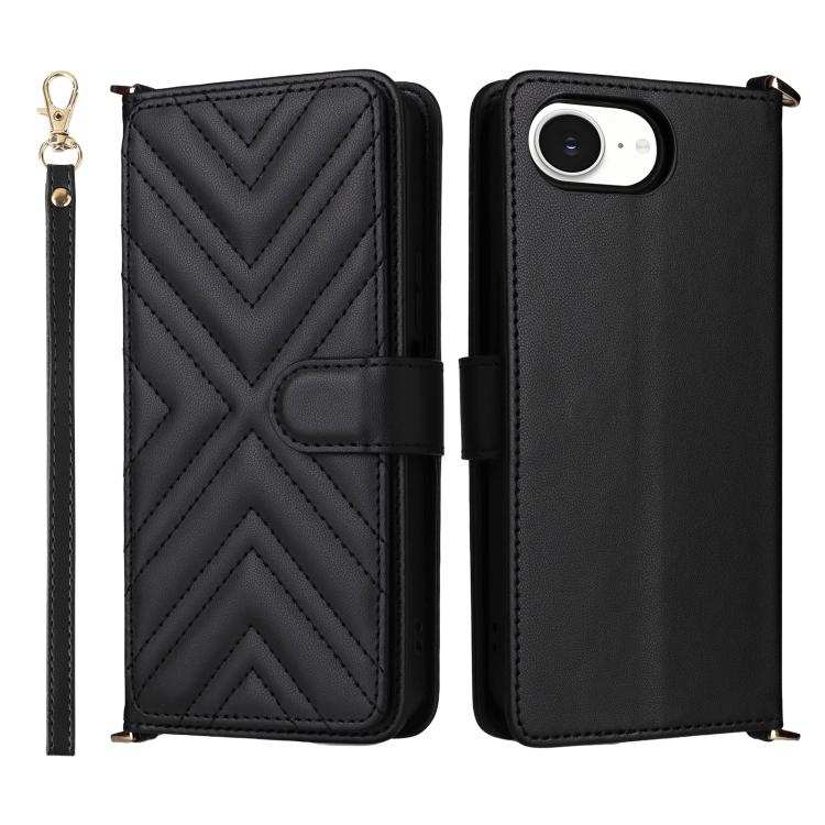 Multifunctional 6-Card Slots Leather Phone Case with Wrist Strap
