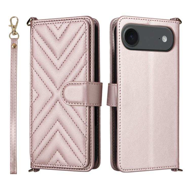 Multifunctional 6-Card Slots Leather Phone Case with Wrist Strap