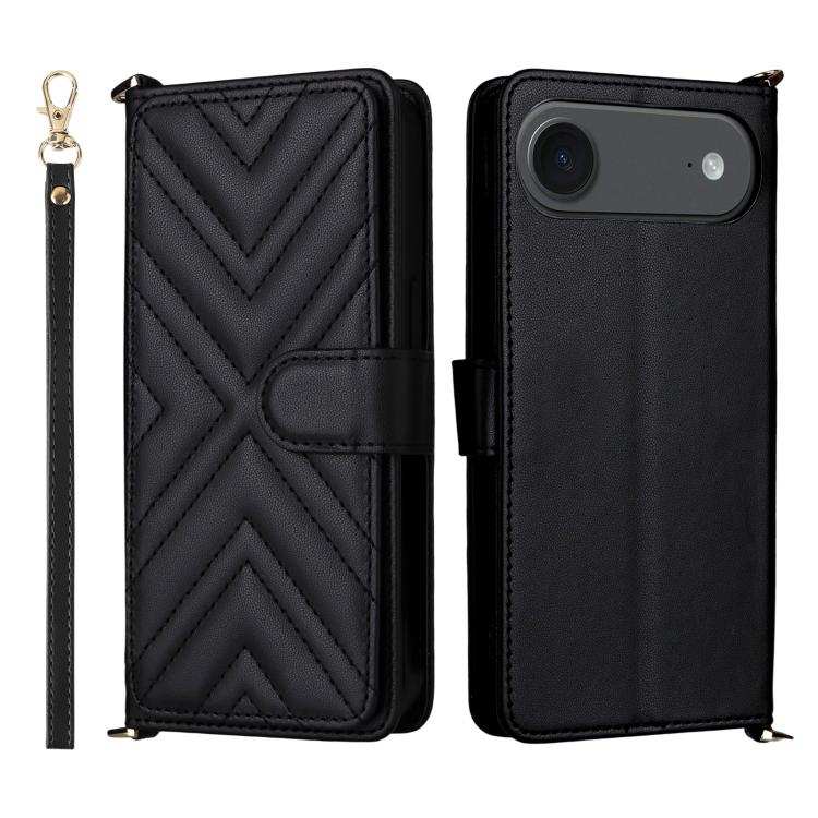 Multifunctional 6-Card Slots Leather Phone Case with Wrist Strap