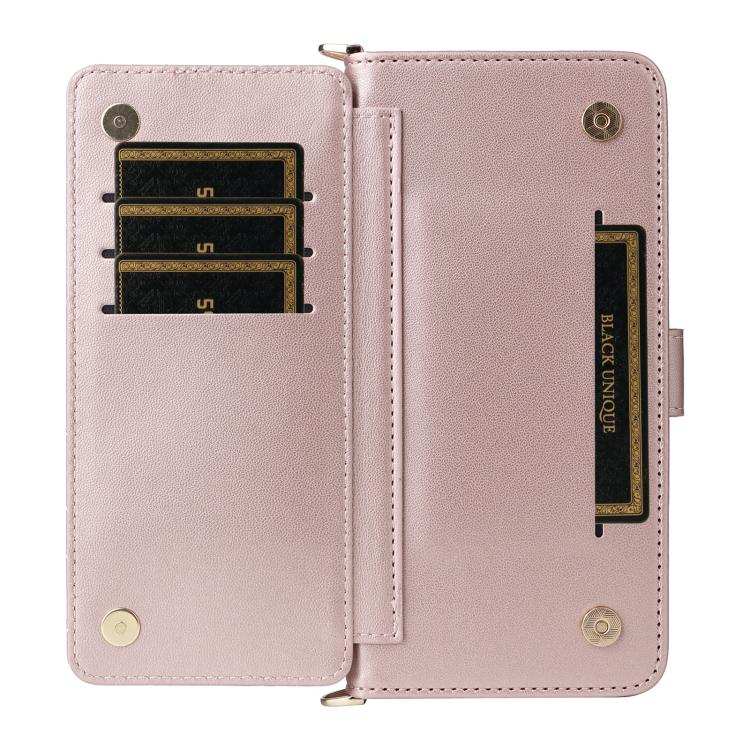 Multifunctional 6-Card Slots Leather Phone Case with Wrist Strap