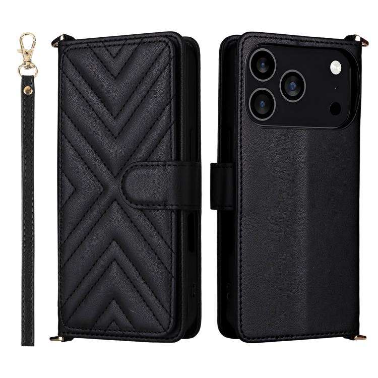 Multifunctional 6-Card Slots Leather Phone Case with Wrist Strap