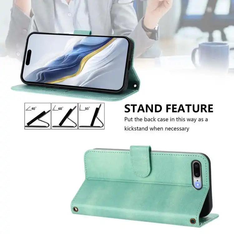 Line Splicing Buckle Retro Leather Phone Case