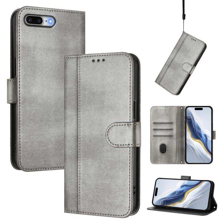 Line Splicing Buckle Retro Leather Phone Case