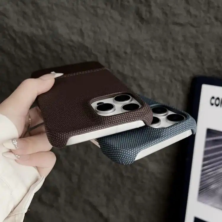 Stitching Cloth MagSafe Magnetic PC Hybrid PU Phone Case