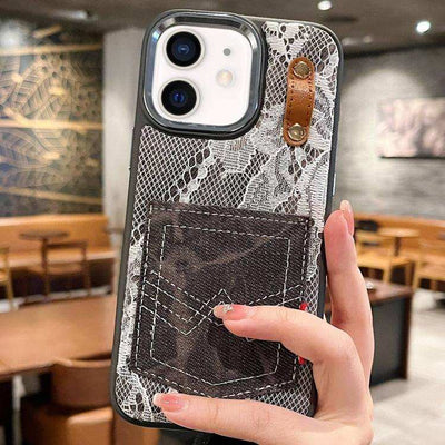 Denim Leather Pocket Design Phone Case