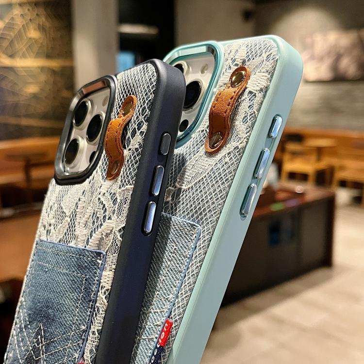 Denim Leather Pocket Design Phone Case