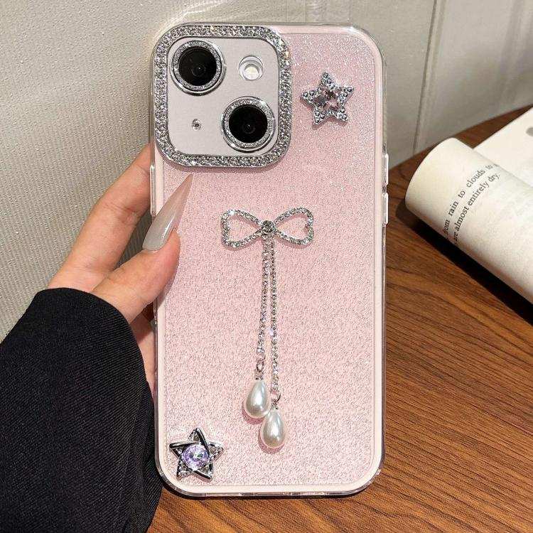 Solid Color Glitter Powder Rhinestone Tassel Phone Case