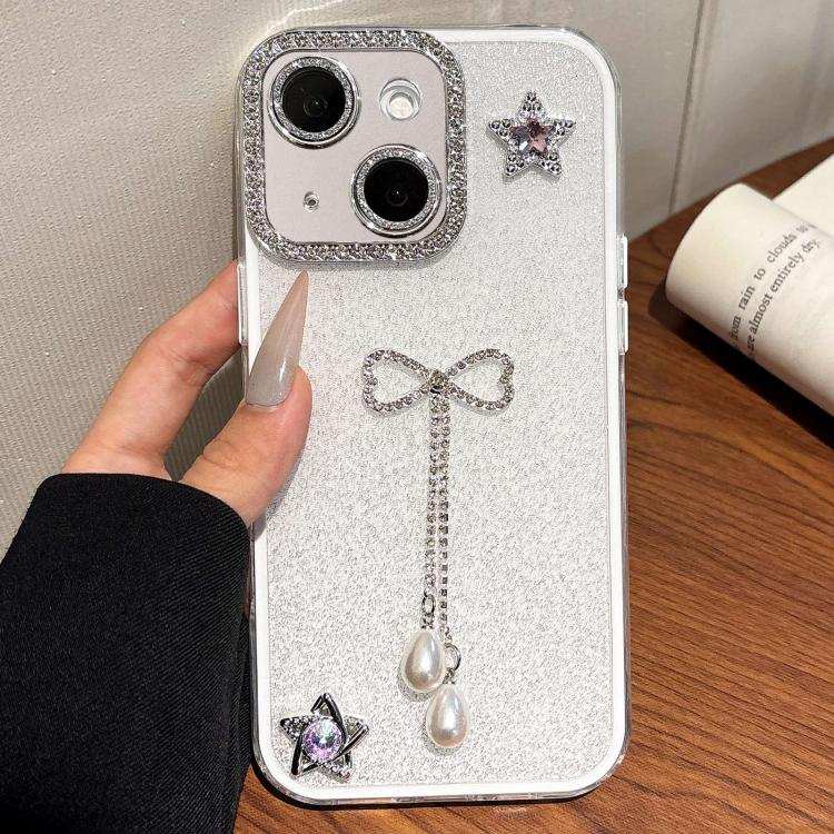 Solid Color Glitter Powder Rhinestone Tassel Phone Case