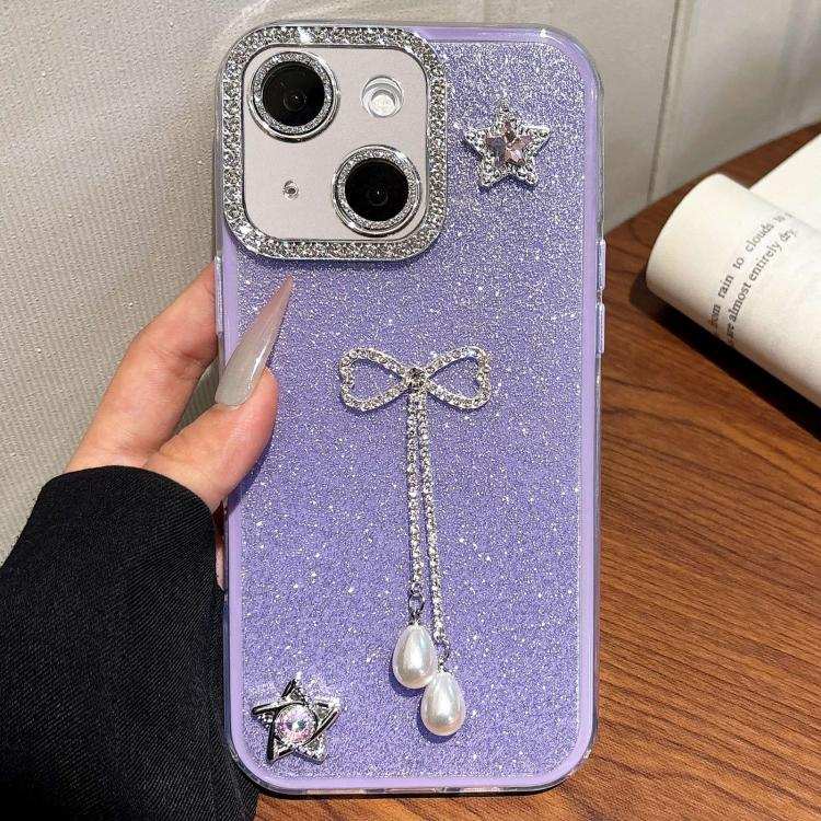Solid Color Glitter Powder Rhinestone Tassel Phone Case