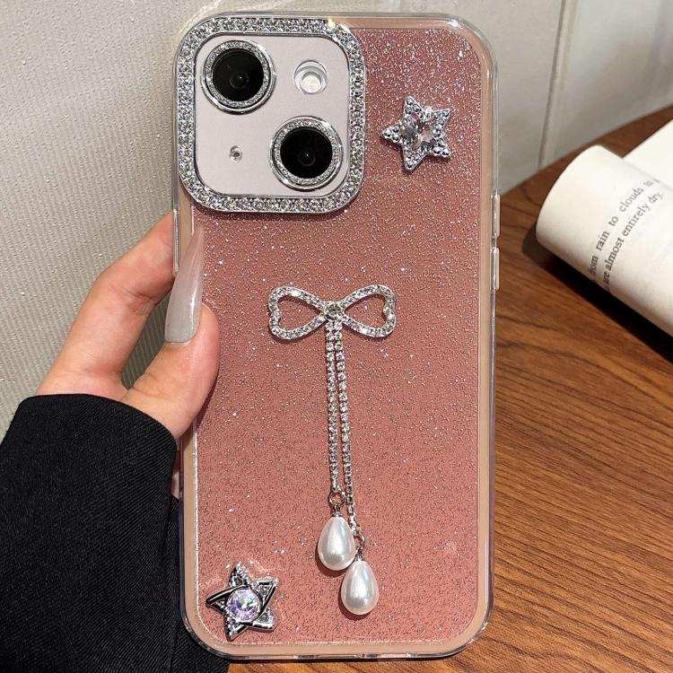 Solid Color Glitter Powder Rhinestone Tassel Phone Case