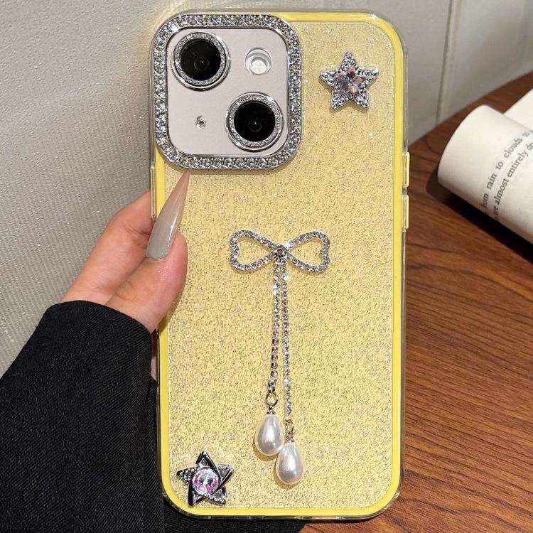 Solid Color Glitter Powder Rhinestone Tassel Phone Case