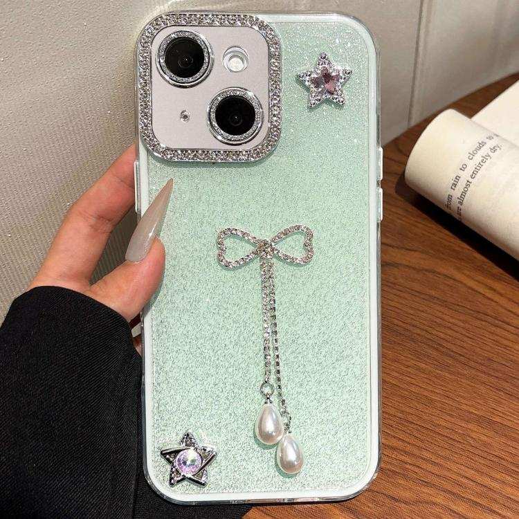 Solid Color Glitter Powder Rhinestone Tassel Phone Case