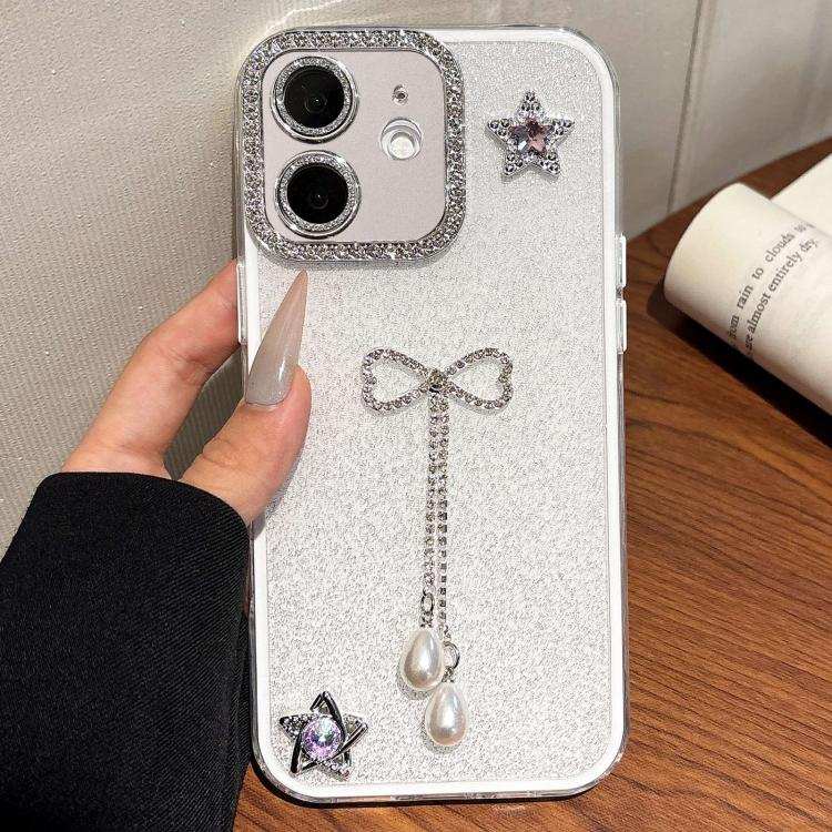 Solid Color Glitter Powder Rhinestone Tassel Phone Case