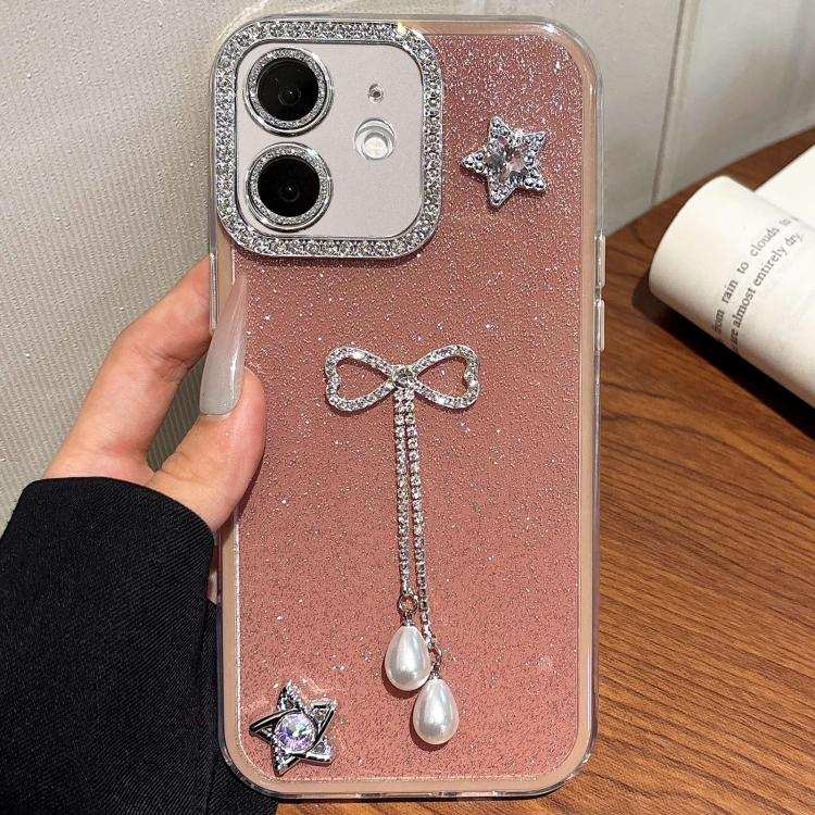 Solid Color Glitter Powder Rhinestone Tassel Phone Case