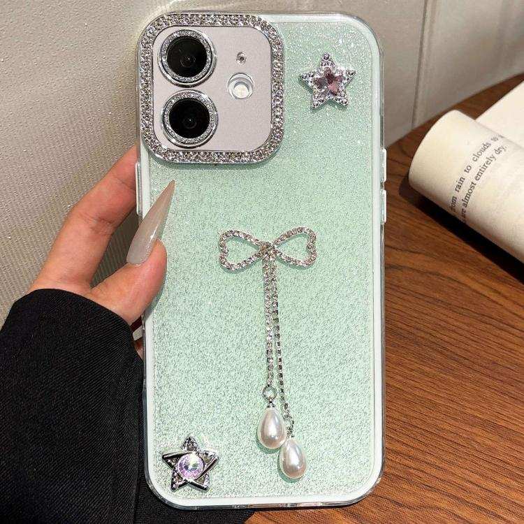 Solid Color Glitter Powder Rhinestone Tassel Phone Case