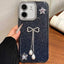 Solid Color Glitter Powder Rhinestone Tassel Phone Case