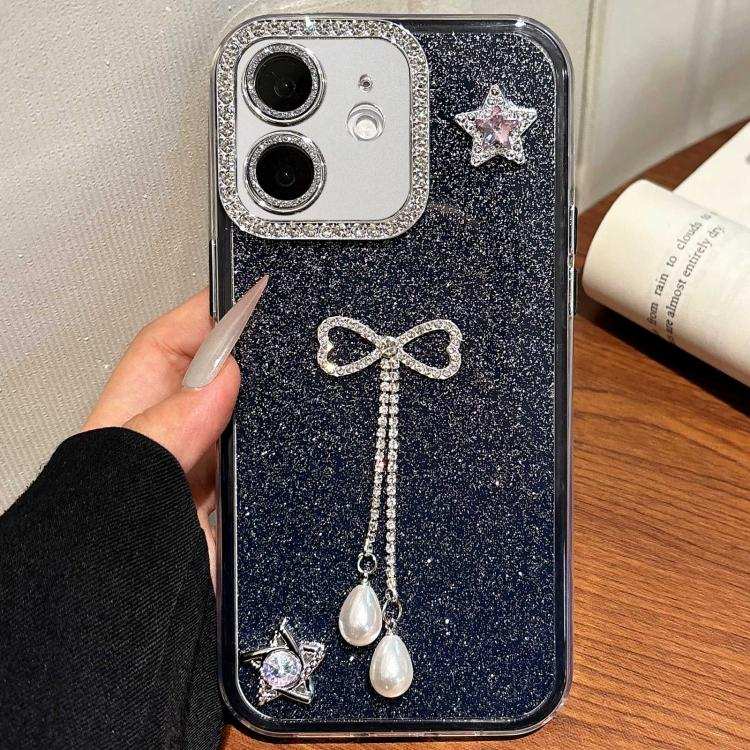 Solid Color Glitter Powder Rhinestone Tassel Phone Case