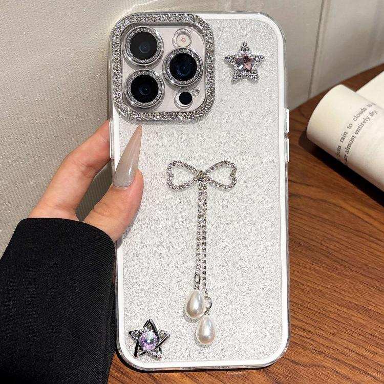 Solid Color Glitter Powder Rhinestone Tassel Phone Case