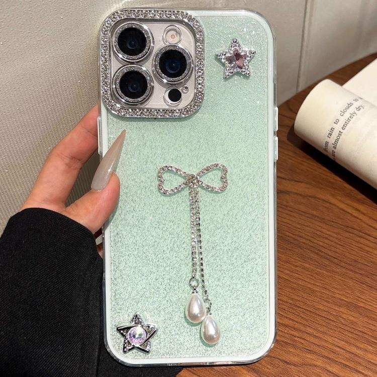 Solid Color Glitter Powder Rhinestone Tassel Phone Case