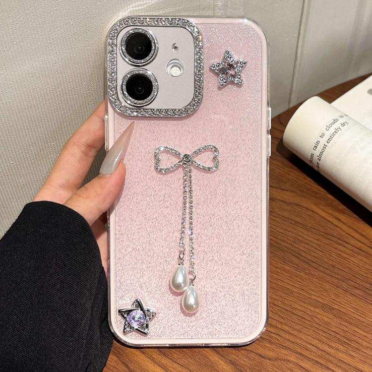 Solid Color Glitter Powder Rhinestone Tassel Phone Case