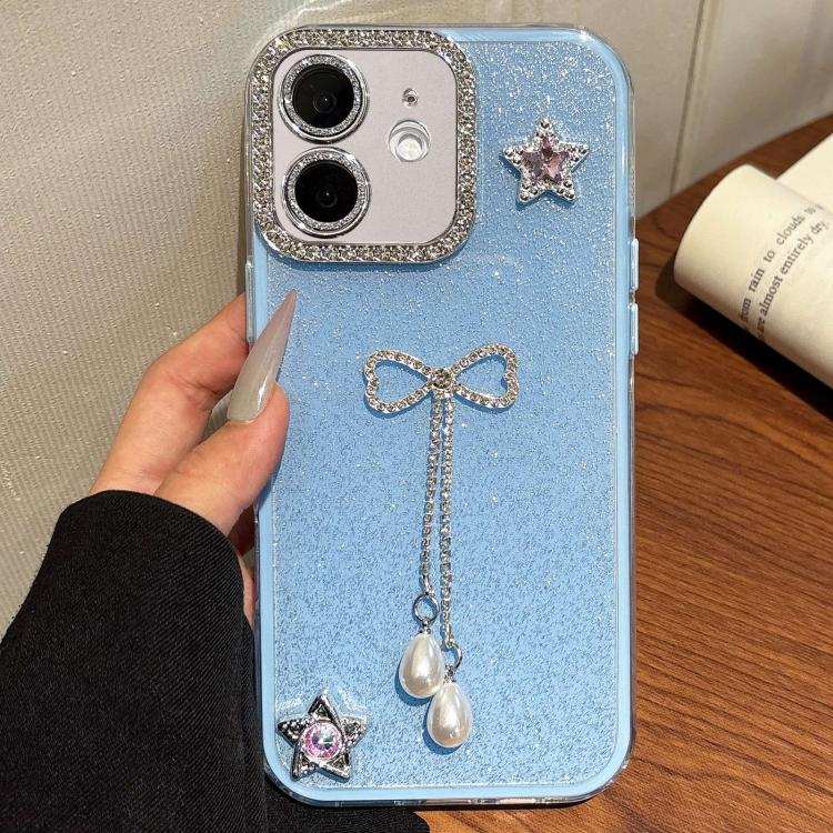 Solid Color Glitter Powder Rhinestone Tassel Phone Case