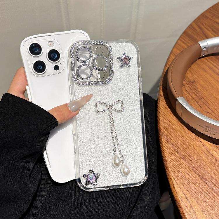 Solid Color Glitter Powder Rhinestone Tassel Phone Case