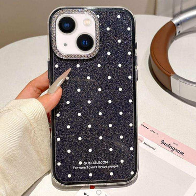 Glitter Powder Dots Pattern Rhinestone Large Hole Phone Case