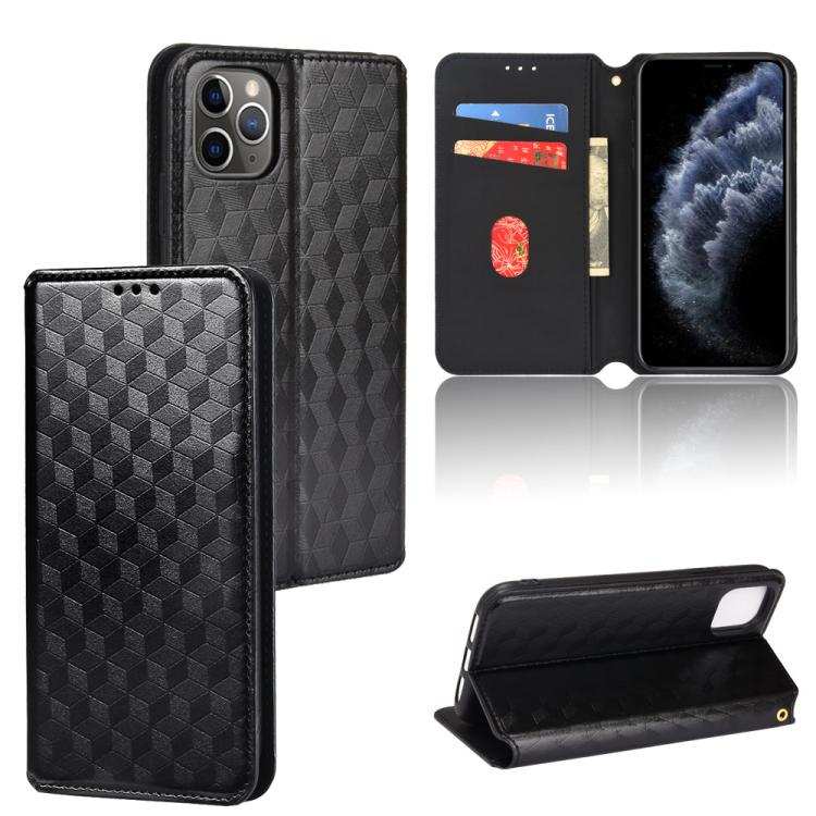 Cubic Grid Texture Flip Leather Phone Case