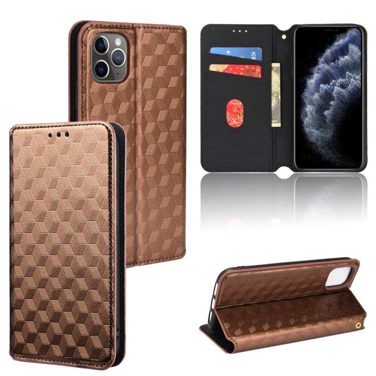 Cubic Grid Texture Flip Leather Phone Case