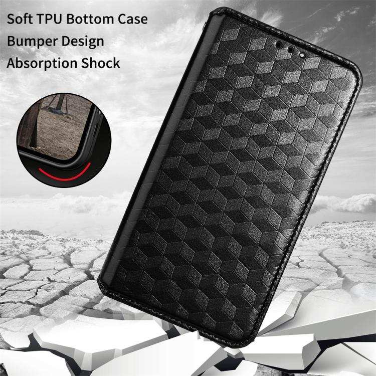 Cubic Grid Texture Flip Leather Phone Case