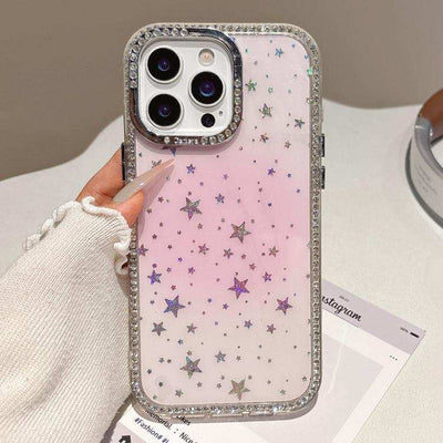 Holographic Starry Pattern TPU Hybrid IMD Full Coverage Phone Case