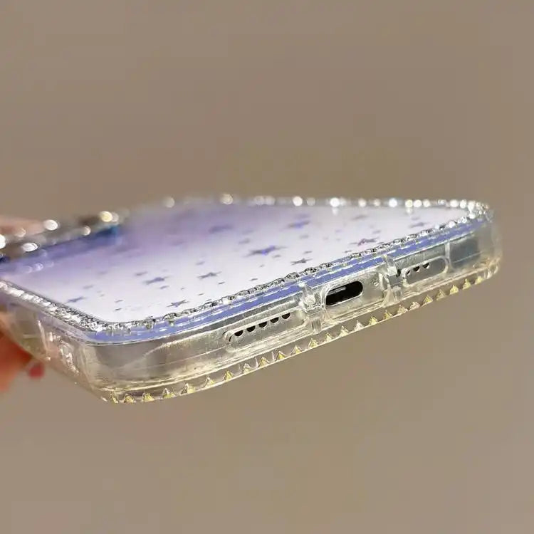 Holographic Starry Pattern TPU Hybrid IMD Full Coverage Phone Case